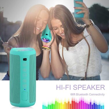 Портативна Bluetooth колонка Ortizan з RGB підсвічуванням, IPX7 водостійкість, 30 годин роботи, Bass Boost, TWS, AUX, TF картка, мікрофон (BLUE-GREEN)