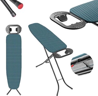 Прасувальна дошка KADAX 110x30 см, складна, з регульованою висотою, для дому, Made in EU (Блакитна)