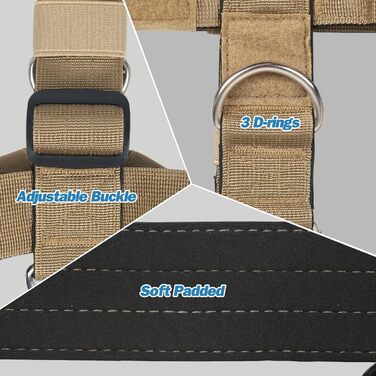 Нашийник для собак FeimaX для великих порід, тактичний, дихаючий, зручний, міцний, безпечний, хакі (M)