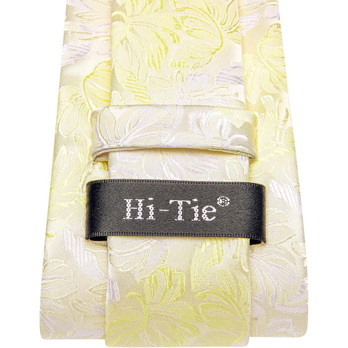 Краватка чоловіча Hi-Tie класична з краватковою галстуком та нагрудною хустиною (бежевий, слонова кістка)