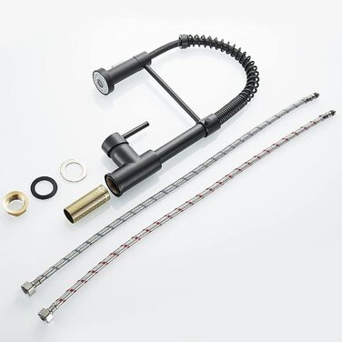 Кран кухонний Cobbe з висувним виливом та душем, 2 режими, поворотний 360°, високий тиск, чорний