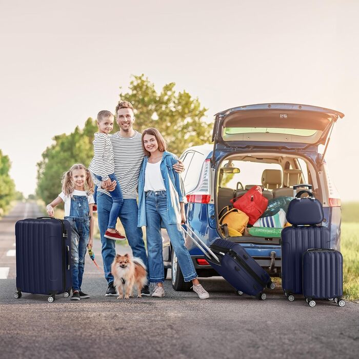 Набір валіз LEADZM 5 шт. з косметичною сумкою, жорсткий набір валіз-ролерів ABS з телескопічною ручкою, ручна поклажа (Турквіз)