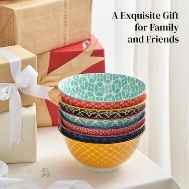 Набір мисок DOWAN 6 шт., 680 мл, для мюслі, супу, салату, сніданку, обіду, святковий набір, квітковий дизайн