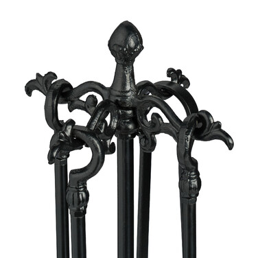 Relaxdays 5-Piece Fireplace Tool Set, Cast Iron