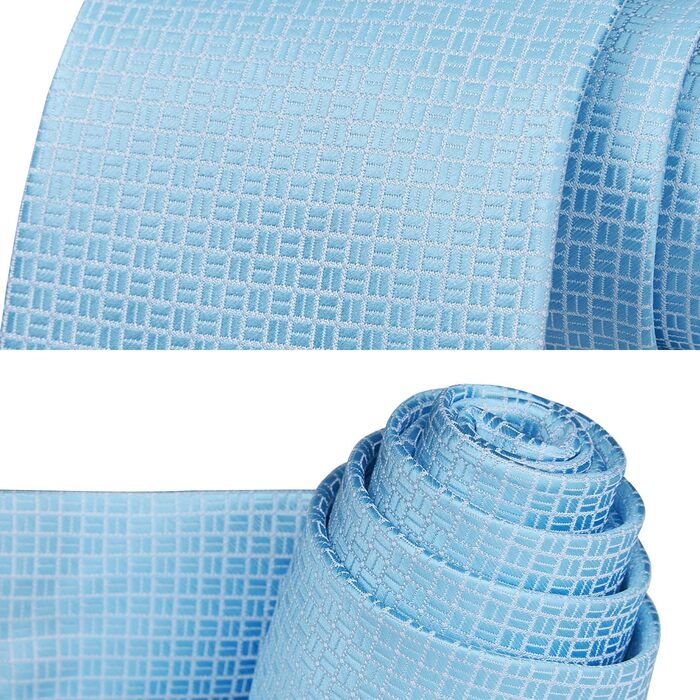 Набір краваток та нагрудних хустинок Enlision для чоловіків: краватка, хустинка, краватенуки (Paisley, клітка, блакитний)