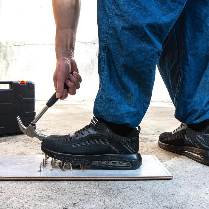 Черевики робочі чоловічі/жіночі Hitmars, захисні черевики з металевим підноском, зручні кухарські черевики, легкі черевики, черевики для дахів, чорні/сині, EU36-48