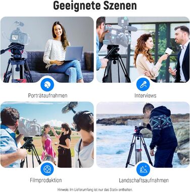 Штатив для камери NEEWER 79' з кульковою головкою 360°, міцний штатив з алюмінію для відео та фото, сумісний з Canon, Nikon, Sony та іншими DSLR камерами та відеокамерами, максимальне навантаження 8 кг, з QR-пластиною та серветкою для чищення