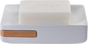 Миска для мила Spirella Oslo з каменю, декоративне аксесуар для ванної кімнати, білий бамбук, кераміка, 13,5 x 9,2 x 3,5 см