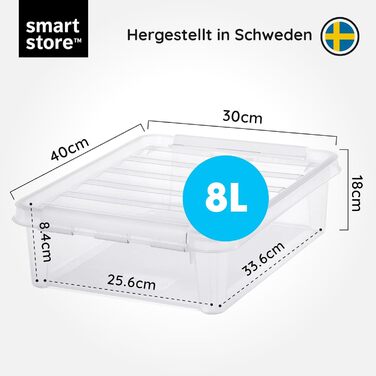 SmartStore - 10x Storage Box with Lid Classic 7.5L (40x30x11cm) | Stackable Box with Lid | Food-Safe Plastic Box | Plastic Box with Lid & Reinforced Corners | 10 Year Warranty
