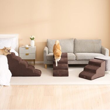 Сходинки для собак EHEYCIGA: компактні, 40 см, для маленьких собак, 3 сходинки, з миючим покриттям, сірі (T 72 x B 40 x H 50 см, коричневі)