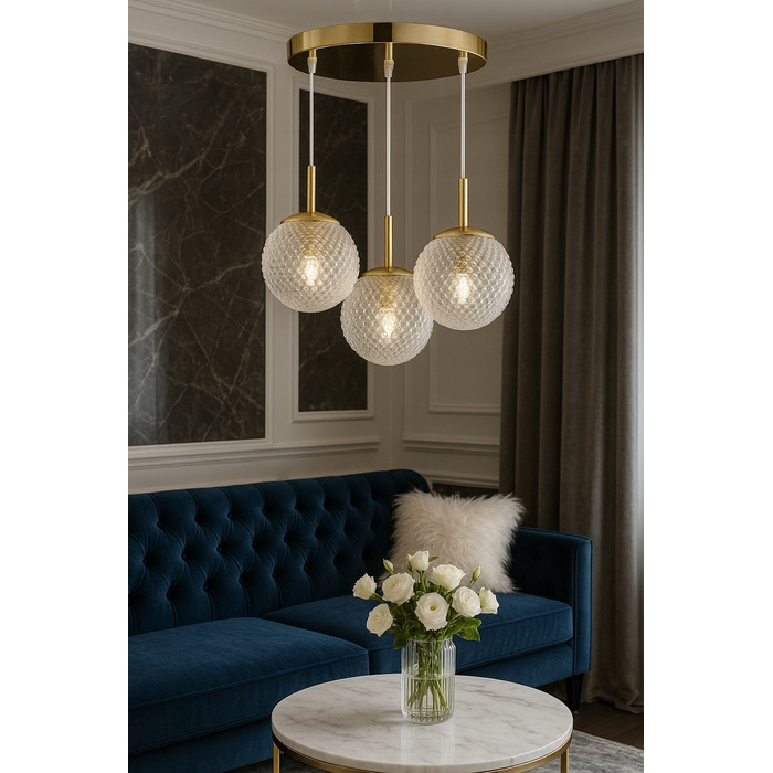 Підвісна люстра Elko-Lighting золота, металева, на 3 лампи E27