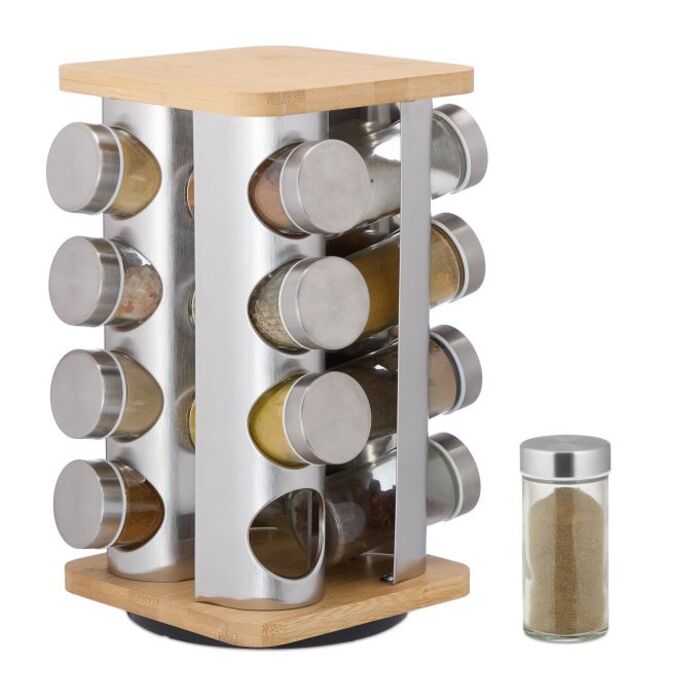 Relaxdays Rotating Spice Carousel with 16 Jars