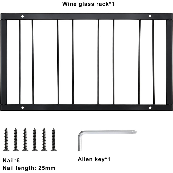 Підвісний органайзер для келихів Uten - металева стійка для 8-12 келихів, чорний, для бару, кухні, кафе