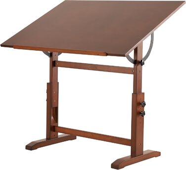 VISWIN Adjustable Art Drawing Table - Large Wooden Easel for Artists - Height & Tilt Adjustable, Solid Pine Wood, Studio Painting Table, Walnut Finish