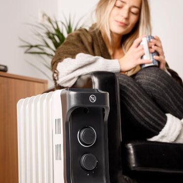 Олійний радіатор Taurus Dakar 7 елементів, 1500W, з термостатом, захист від перегріву, сірий