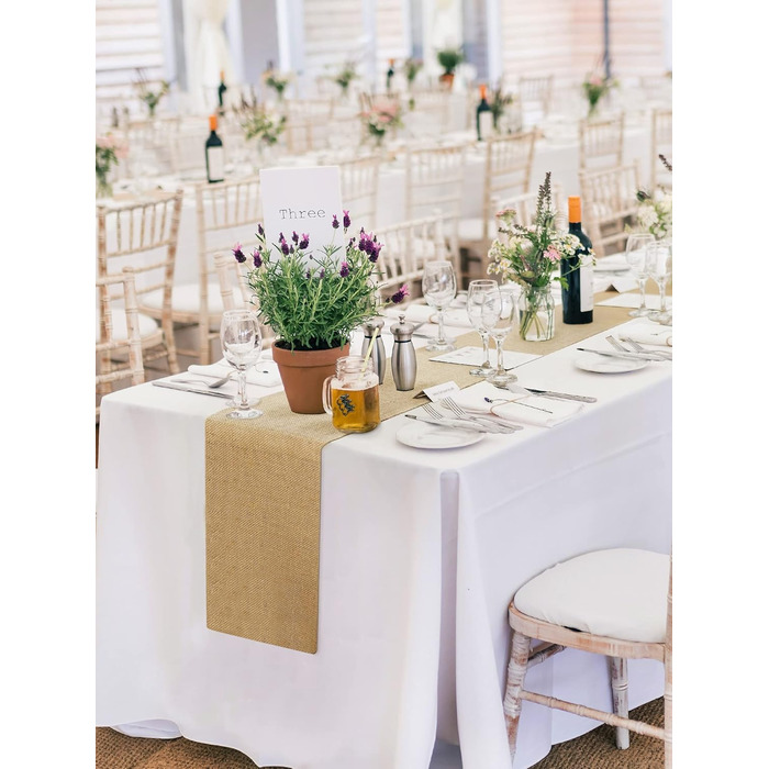 HEETA Jute Table Runner Table Band Natural, Jute Band Table Runner Fabric by the Meter 20cm Wide, Cuttable for Various Desk Sizes, Table Decoration for Garden Party, Wedding, 20m Roll
