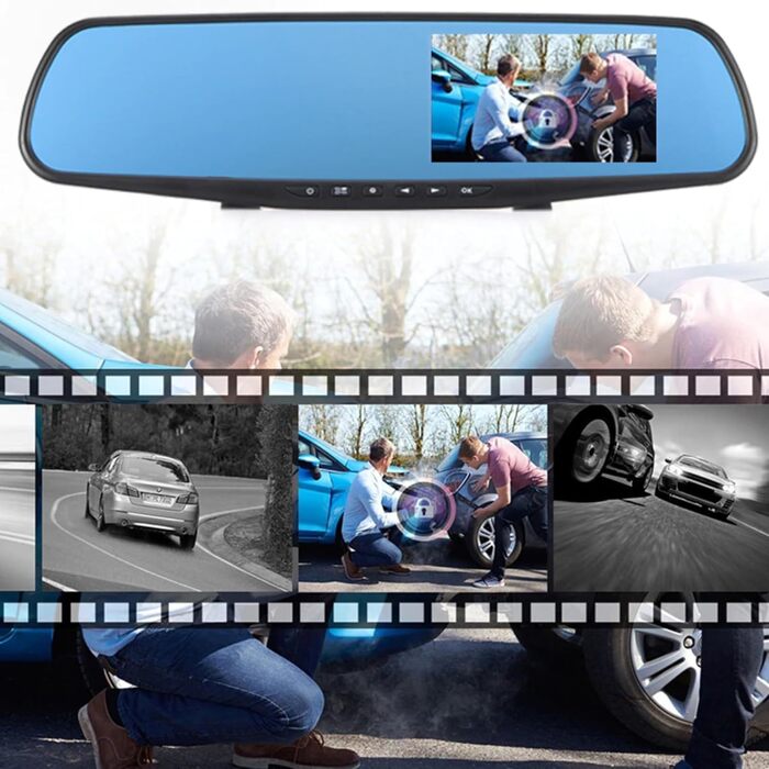 Автомобільний відеореєстратор Retoo Full HD з камерою заднього виду, нічним баченням, монітором 4.3