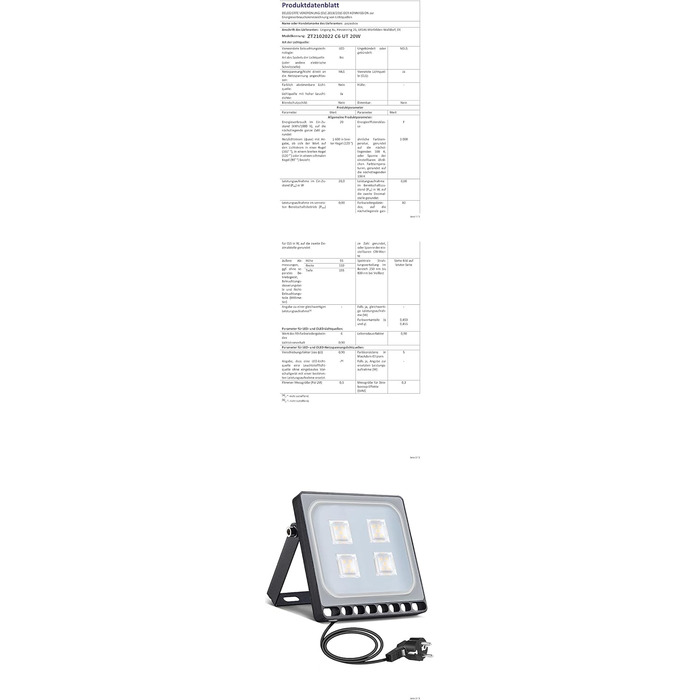 papasbox LED Floodlight, Floodlight, Spot, Searchlight, LED Floodlight Construction Light with Plug, Waterproof IP65, 3000K Warm White, Ideal Wall Light Outdoor Lighting for Garden, Garage, Hotel (Warm White, 20W)
