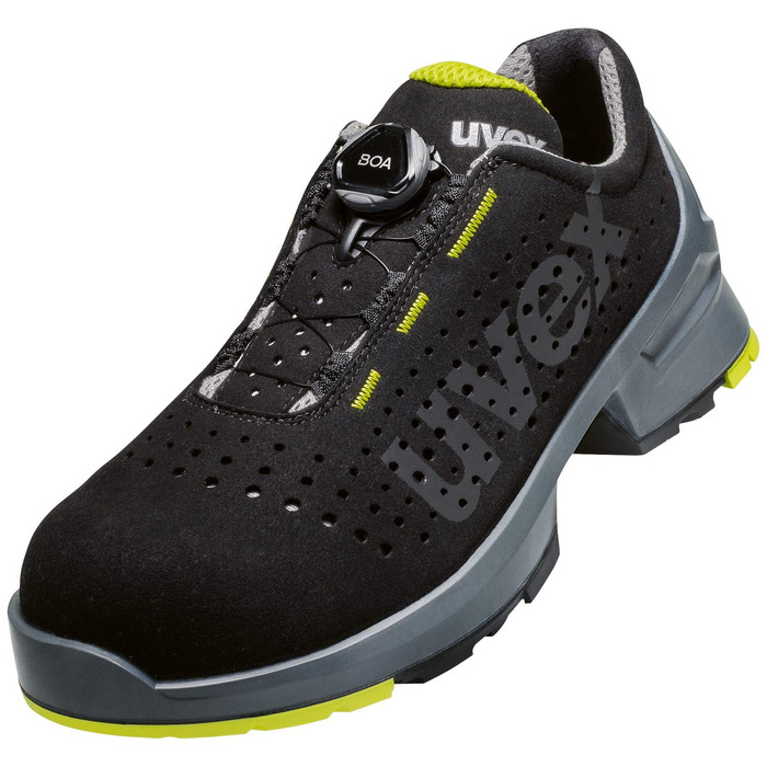 Робочі черевики Uvex 1 BOA S1 SRC, напівчеревики, легкі, чорно-лаймові, 40 EU (для жінок та чоловіків)