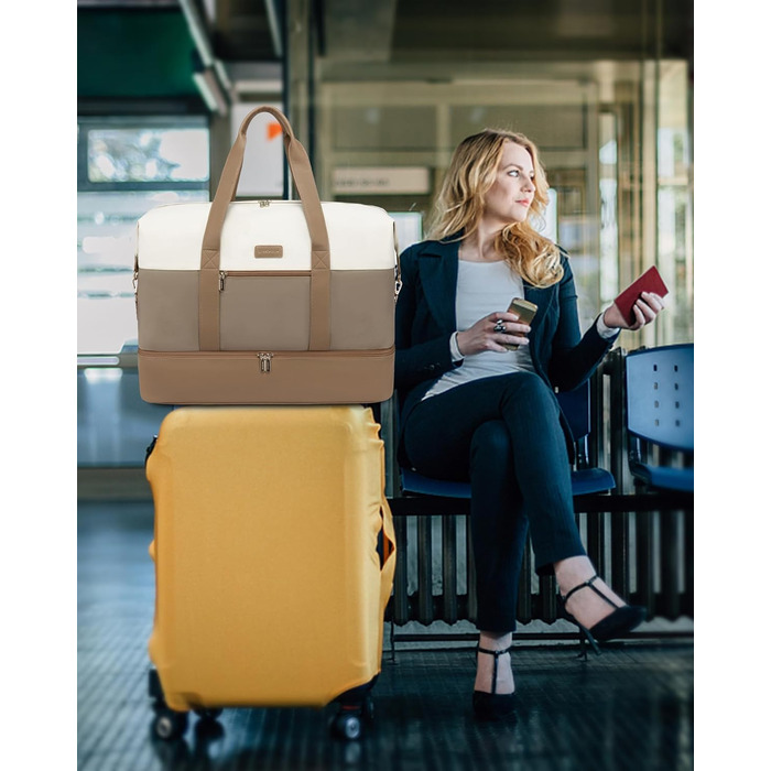 Сумка-мішок LOVEVOOK для жінок, 60L: дорожня, спортивна, для подорожей, з відділенням для взуття (55x42x25cm)