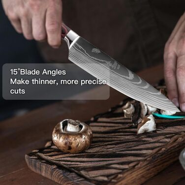 Набір кухонних ножів 5 шт. з нержавіючої сталі, преміум якість, ергономічні дерев'яні ручки, професійний кухонний набір, подарункова коробка