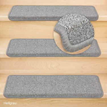 Kettelservice-Metzker Stair Treads/Step Mats Ariston 15-Piece Value Set Rectangular Light Grey 15 Pieces Light Grey Rectangular