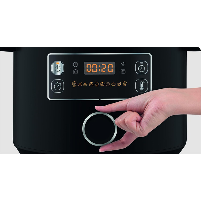 Мультиварка Tefal Turbo Cuisine 4.8л CY7548: швидка, 10 програм (приготування на пару, тушкування, смаження, су-від, рис), підтримання тепла, антипригарне покриття, чорна