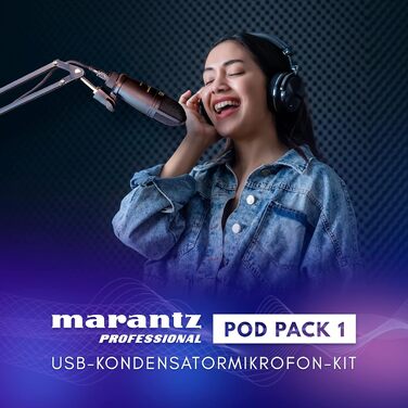 Мarantz Professional MPM-1000U - USB Конденсаторний мікрофон з великою мембраною та нирковою характеристикою для подкастів, студії, геймінгу. Комплект Pod Pack 1