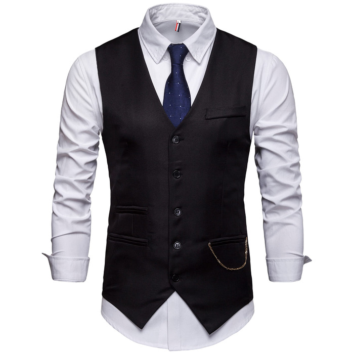 Чоловіча жилетка RONGKIM Showu з паєтками, Slim Fit, для вечірки/весілля, елегантний костюмний стиль, чорна