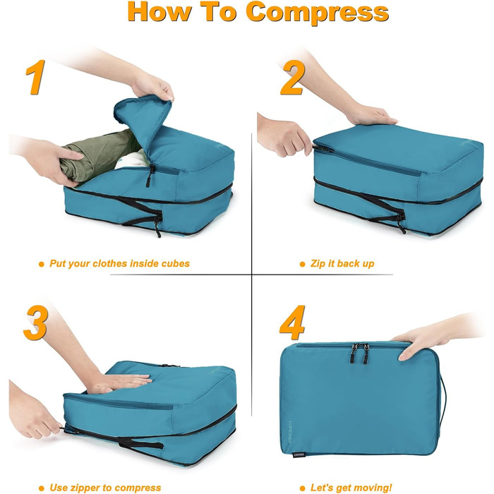 Органайзер для валізи, набір Packtaschen, Packing Cubes, 8 шт. (Білий, Синій)