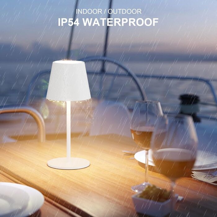 Світлодіодний акумуляторний настільний світильник 26 см, 5000mAh, IP54 (2 шт.) - кемпінговий, для ресторану, спальні, бару