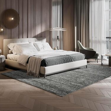 Килим SANAT Oslo для вітальні - сірий, 80x150 см. Сучасний дизайн, підходить для вітальні, коридору, їдальні, спальні, кухні та дитячої кімнати