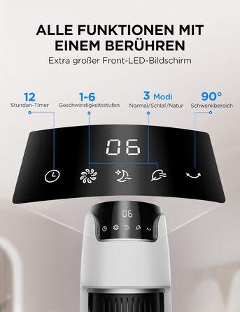Турбовентилятор Midea FZ10-17JR: тиха робота, пульт дистанційного керування, 92 см, 45 Вт, чорний