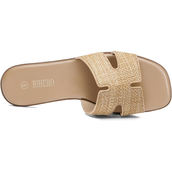 Сандалії жіночі Rihero шкіряні сліпони Raffia 39.5 EU, комфортні повсякденні