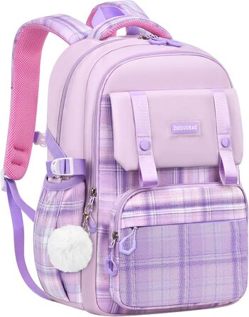 Шкільний рюкзак для дівчинки 1-5 клас, 2025, рюкзак у школу для дітей, Каваї, ергономічний з нагрудним ременем, шкільна сумка 6-12 років, водовідштовхувальний, 27L (Ліловий)
