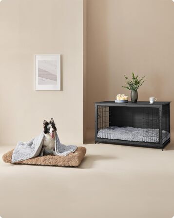 Ліжко для собак Feandrea, м'який килимок для собак, плюшевий килимок, 65 x 45 см, м'яка підкладка, можна прати в пральній машині, багатофункціональне, Ombré Grey PGW200G01 Ombré Grey (122 x 74 x 10 см, верблюжий колір)