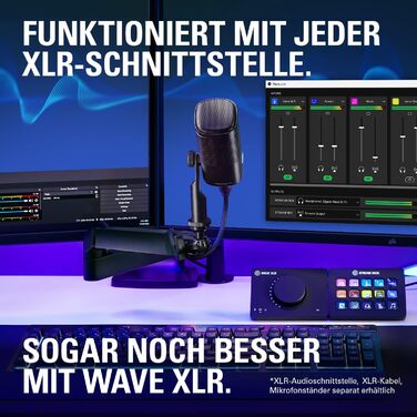 Елгато Wave DX – Динамічний XLR мікрофон з нирковою характеристикою, для подкастів, стрімінгу та трансляцій, без підсилювача, сумісний з Mac/PC