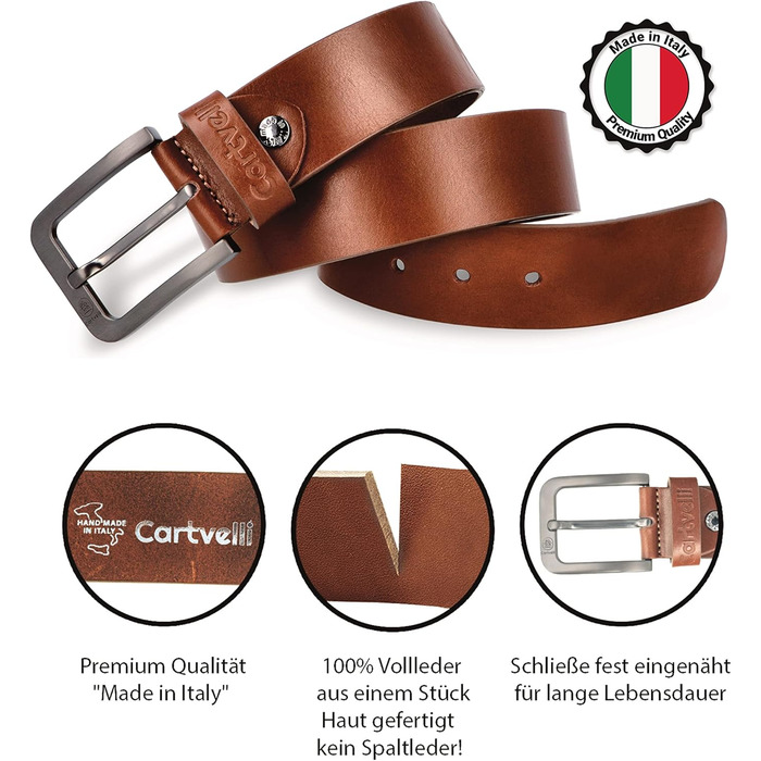 Чоловічий шкіряний ремінь преміум-якості з подарунковою коробкою. Ширина 40 мм, регулюється, підходить для джинсів, чинос, костюма та штанів. Колір: коричневий.