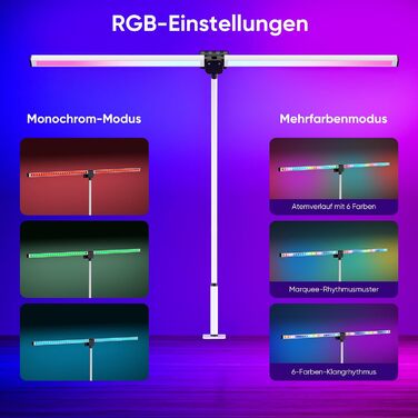 LED лампа для столу Doppelkopf з RGB, регулюванням яскравості 24W, з пультом дистанційного керування, кріпленням, денним світлом, безступеневим регулюванням & кольором, для офісу та дому (чорна) (білий)