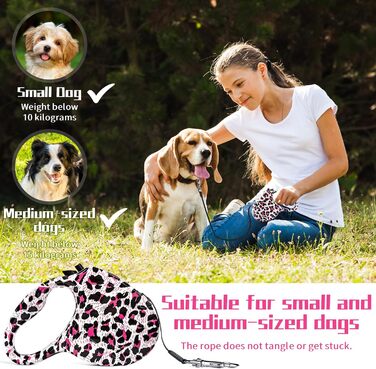 Рулетка для собак, висувна повідка 5 м для маленьких та середніх собак до 15 кг, повідка-рулетки для прогулянок, бігу, тренувань