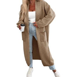 Жіночий кардиган Fisoew: довгий, оверсайз, з довгим рукавом та кишенями. Бежевий, XXL