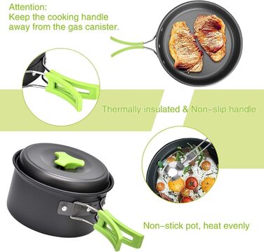 Набір кухонного посуду Qtiwe 10 предметів для кемпінгу, пікніків та BBQ (FDA сертифікований)