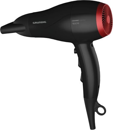 Фен GRUNDIG HD 3700 B 1800 Вт, 3 режими температури, 2 швидкості, холодний обдув, керамічне покриття, 1.8 м, чорний/вишневий, 2023 модель