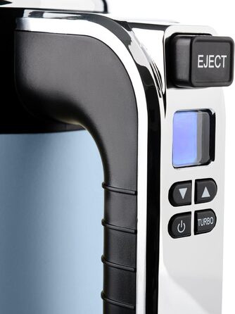 Westinghouse Retro Hand Mixer, 5 Speed Settings + Turbo Function, 2 Beaters, 2 Dough Hooks, LCD Display, Timer, Non-Slip Base, Storage Bag, 350 Watts, Light Blue
