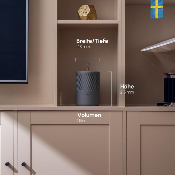 Безструмний осушувач повітря AbsoDry до 25 м² - з поповнюваним пакетом - з переробленого пластику - для вітальні, ванної кімнати, підвалу - осушувач для квартири