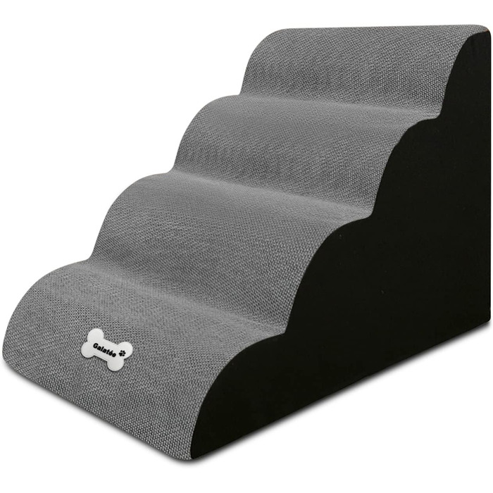 Сходинки для собак Galatée: зручні та безпечні сходи для високих ліжок та диванів, 4 сходинки, миючий чохол, густа піна, портативні, світло-коричневі (сірий)