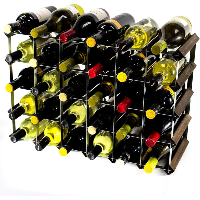 Cranville Wine Racks Classic 30 (6x4) Bottle Pine Wood and Galvanized Metal Wine Rack Fully Assembled (Brown, 136x66.5x74 cm)