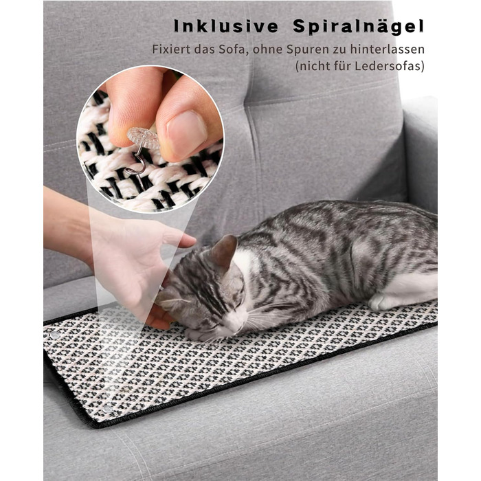 Килимок для кігтів котів JanYoo: захист від подряпин, сизаль, 60x25 см (2 шт.)