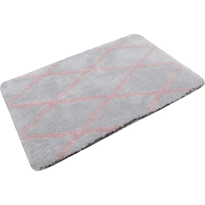 Homie Living Badteppich, Bath Mat, fluffy, soft pile, non-slip and washable, San Bosa (55 x 65 cm, Grey Pink) Grey Pink 55 x 65 cm