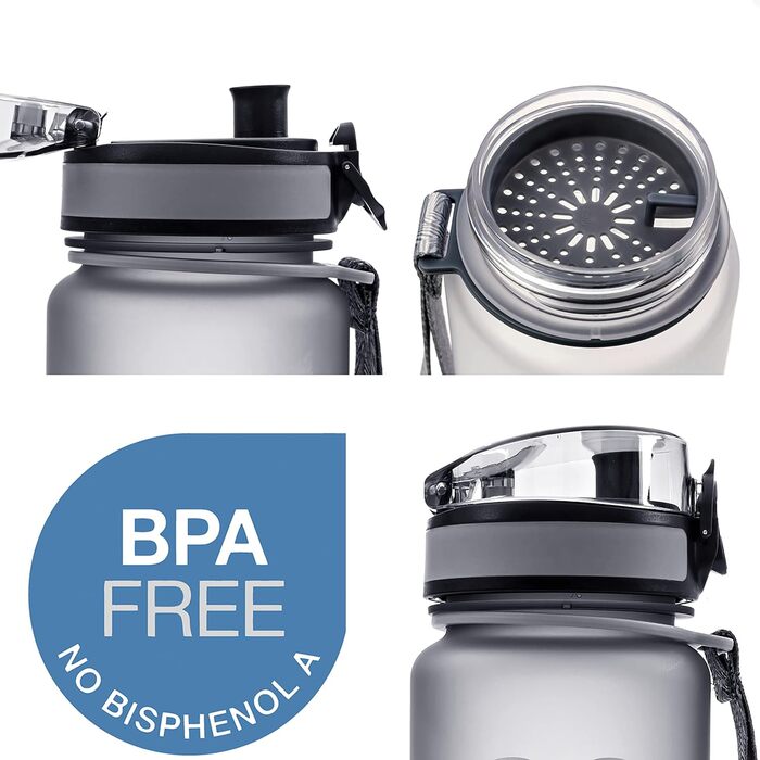 Embrava Best Sport Water Bottle - 1000ml - fast-flowing, flip-top leak-proof lid that opens with a click - non-toxic, BPA-free & eco-friendly Copolyester Tritan plastic